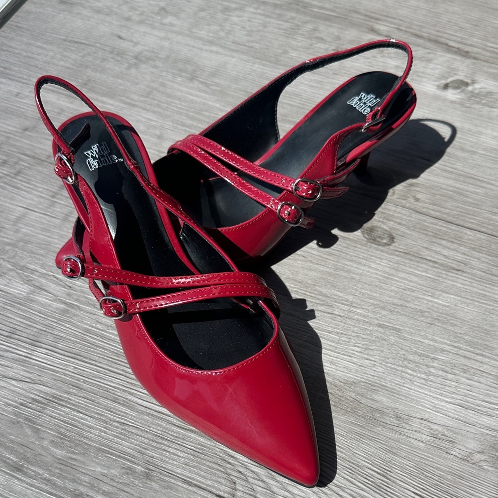 wild fable sasha buckle slingback kitten heels